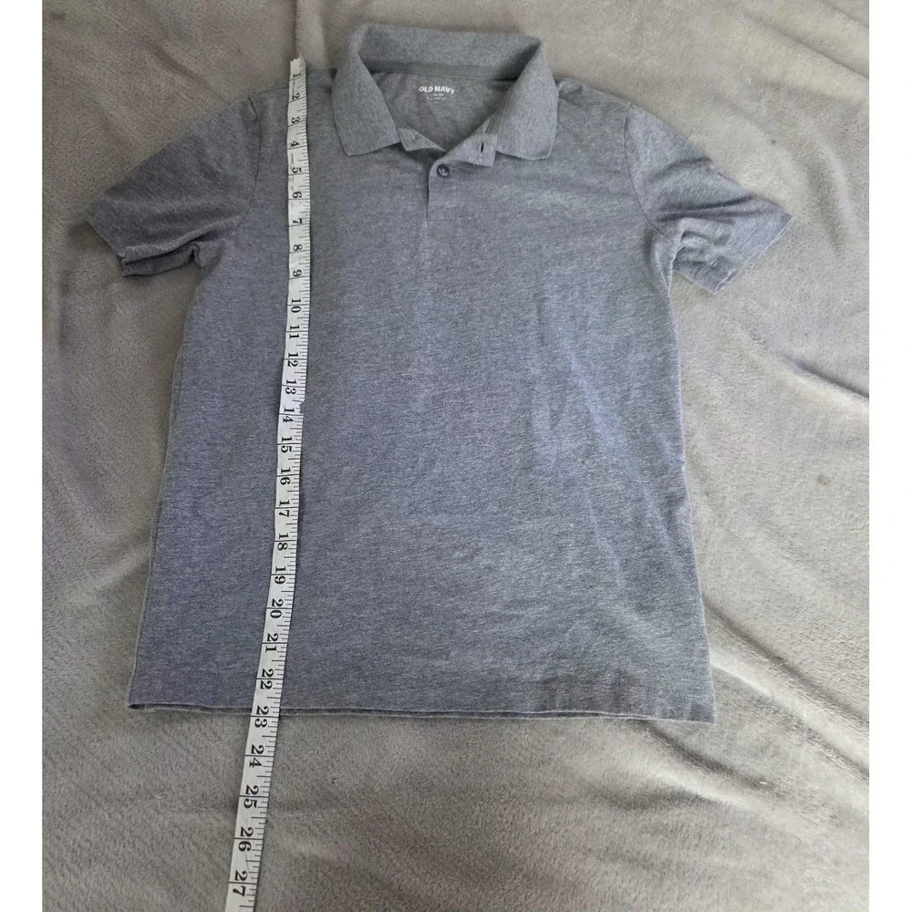 Old Navy Polo Shirt Kids 10-12 Gray Tagless Collared Jersey Short Sleeve Top
